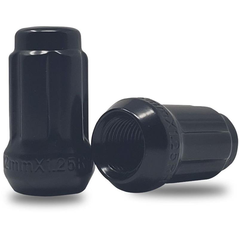 Image Noix Tuner 6 Splines Fermee Noire 12x1.25 Longueur 35mm